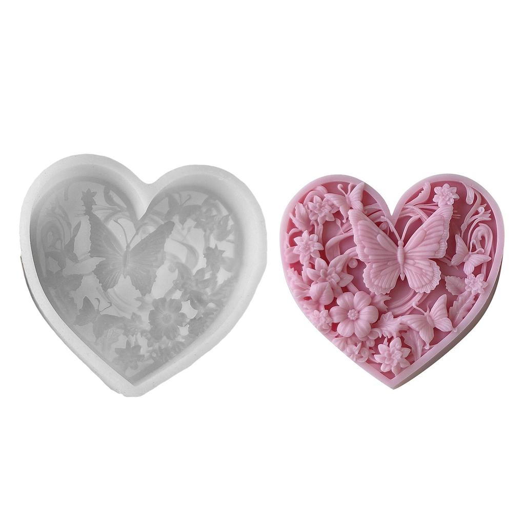 Flexible Silicone Mold Heart Butterfly Candle Molds Scented Aromatherapys Making Mould Handmade Desk Ornament Mould