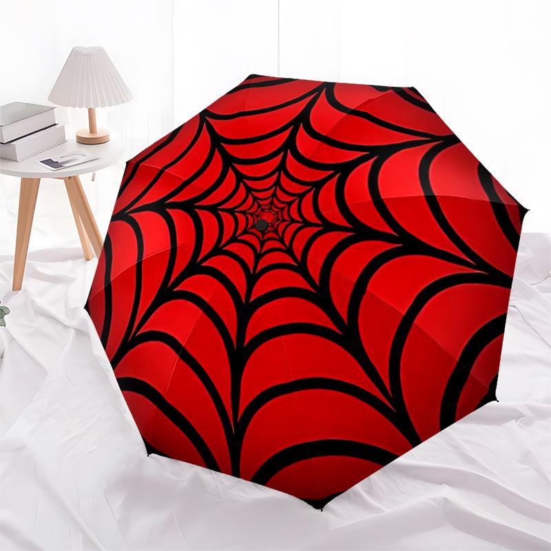 1pc Spider Web Automatic Folding Umbrella, Lightweight Retractable Compact Travel Umbrella, 8-Rib Sturdy Frame098