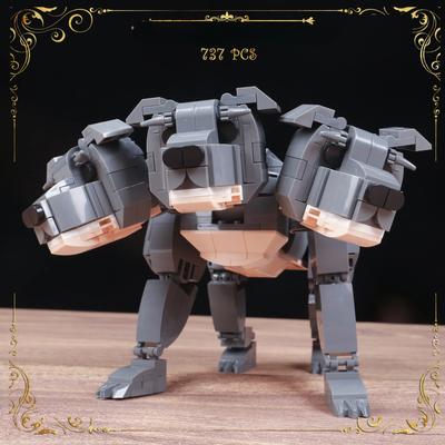 737PCS Creative The Three-Headed Dog Cerberus Fluffy Building Blocks Assemble Bricks Toys Gift For Children Kids