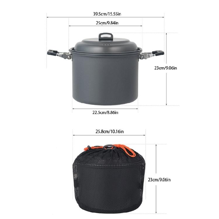 Aluminum Backpacking 4-7 Person Camping Pots with Lid, Light Weight Outdoor Cooking Pots Cookware for Hiking Picnics