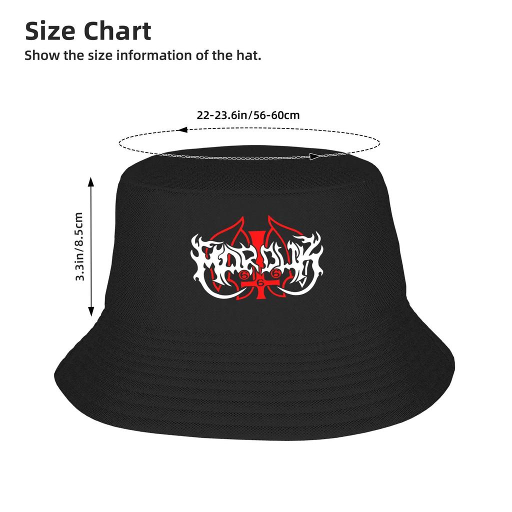 Couple Marduk Bucket Hat Black Metal Soft Fold Fisherman Hats Summer Retro Beach Travel Caps Outdoor Custom DIY Visor Hat
