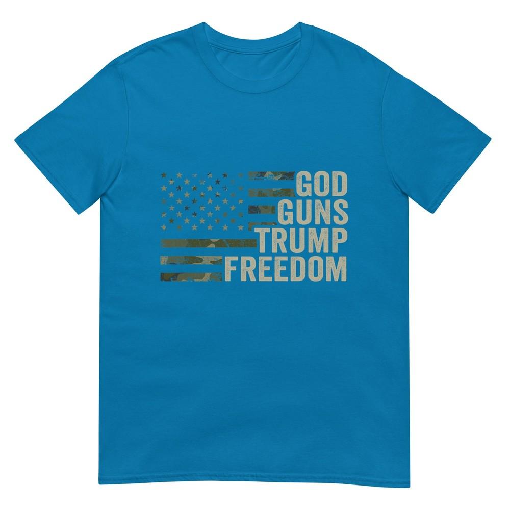 God Guns Trump Freedom Funny Camouflage Pro Gun Usa Flag TShirt