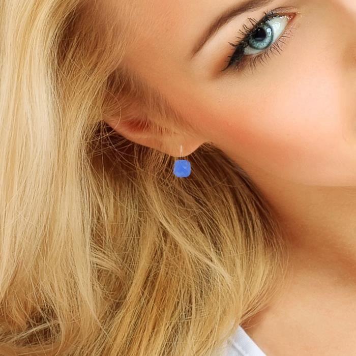Earrings - LOVA LOLA VAN DER KEEN - Blue Crystal - 925 Silver - Rose Gold - Woman
