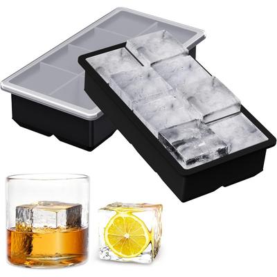 6/8/15 Grid Silicone Cube Trays with Lids Large Food Grade Silicone Ice Cube Square Tray Mold DIY Ice Maker for Whiskey Juice