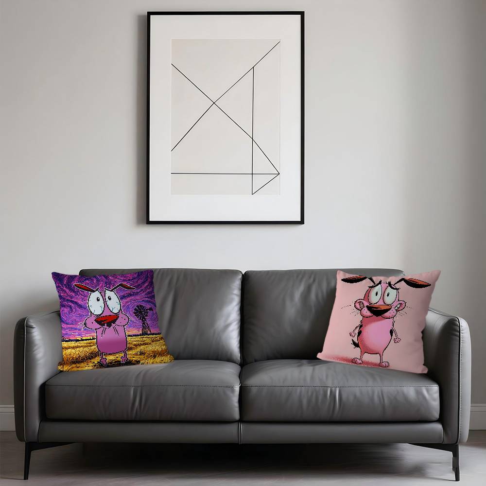 Cute Courage The C-Cowardly Dog Pillow Covers Cartoon Sofa Decorative Home Double-sided Printing Short Plush Cute Cushion Cover