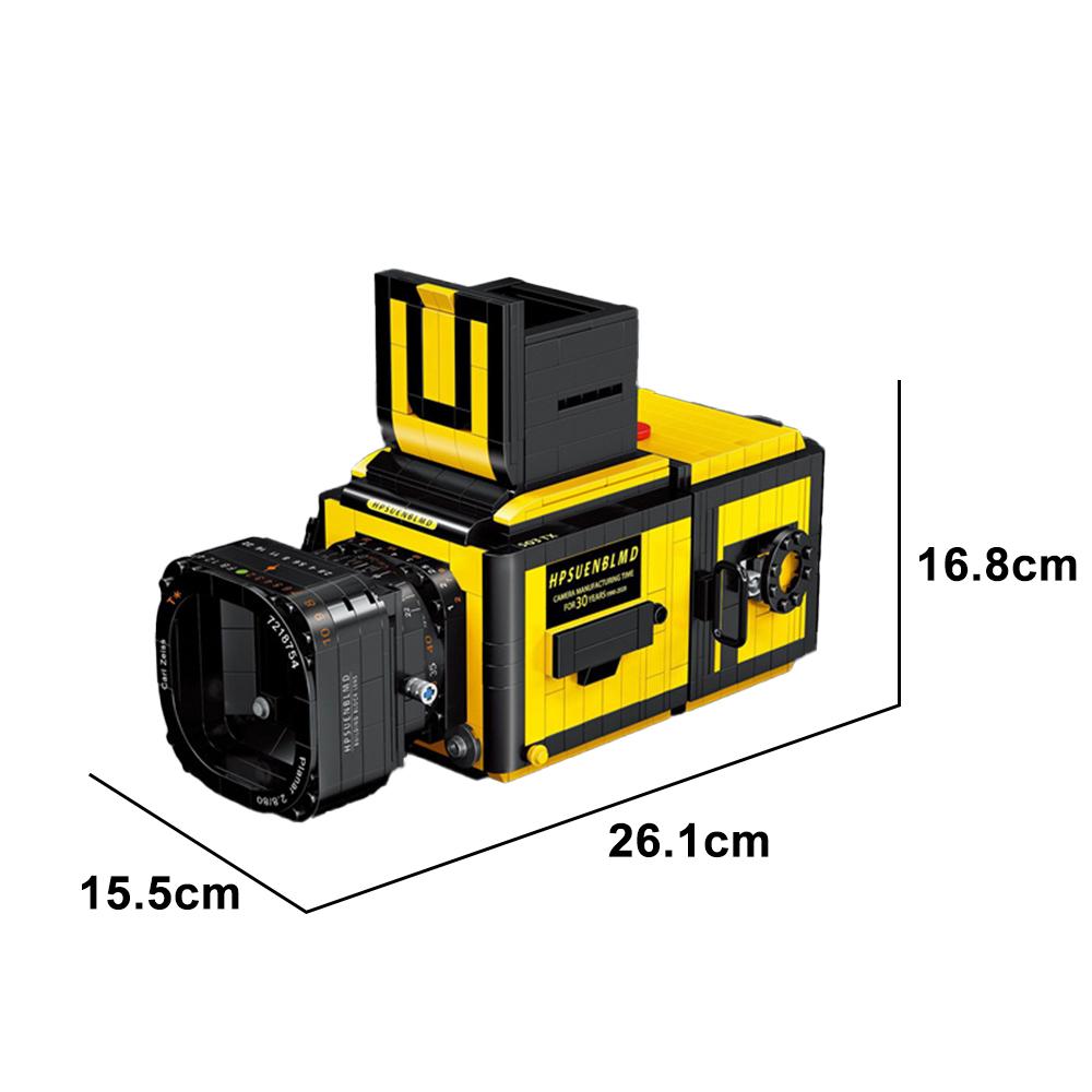 KNEW BUILT Retro digitální fotoaparát Model Mini cihlové hračky pro chlapce Dospělí Montáž Designové stavebnice Klasická sběratelská kamera