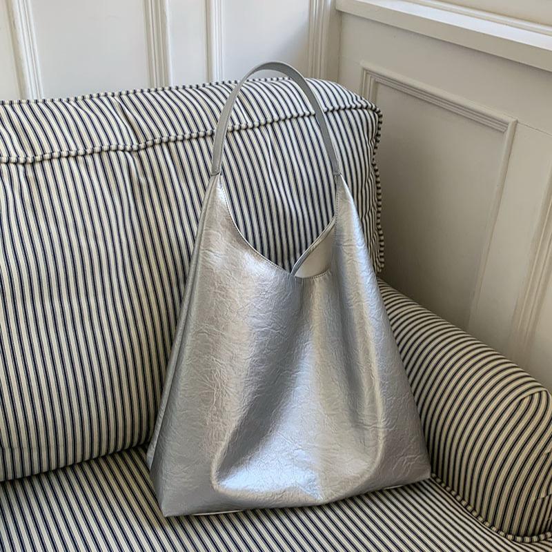 Niche Silver Underarm Bag Women's Summer New Trendy Tote Bag Versatile Student Large-capacity Shoulder Bag