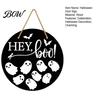 Spooky Door Decor Halloween Hanging Sign, Wooden Front Hanger Wreath, Cute Fall Festival Ghost Welcome Sign for Porch Wall Indoor Home Decoration