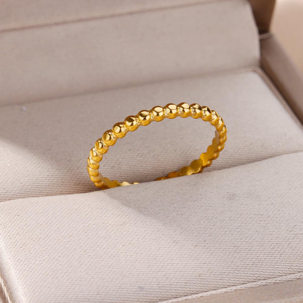Stainless Steel Bead Rings for Women 2023 Trending Gold Color Adjustable Ring Accessories  Vintage Jewelry Wedding Gifts