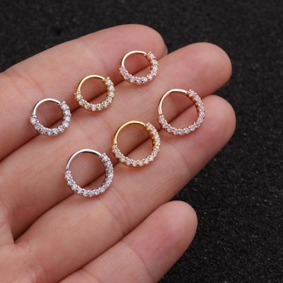 1Pc Women Cubic Zirconia Inlaid Hoop Nose Ring Huggie Earring Piercing Jewelry