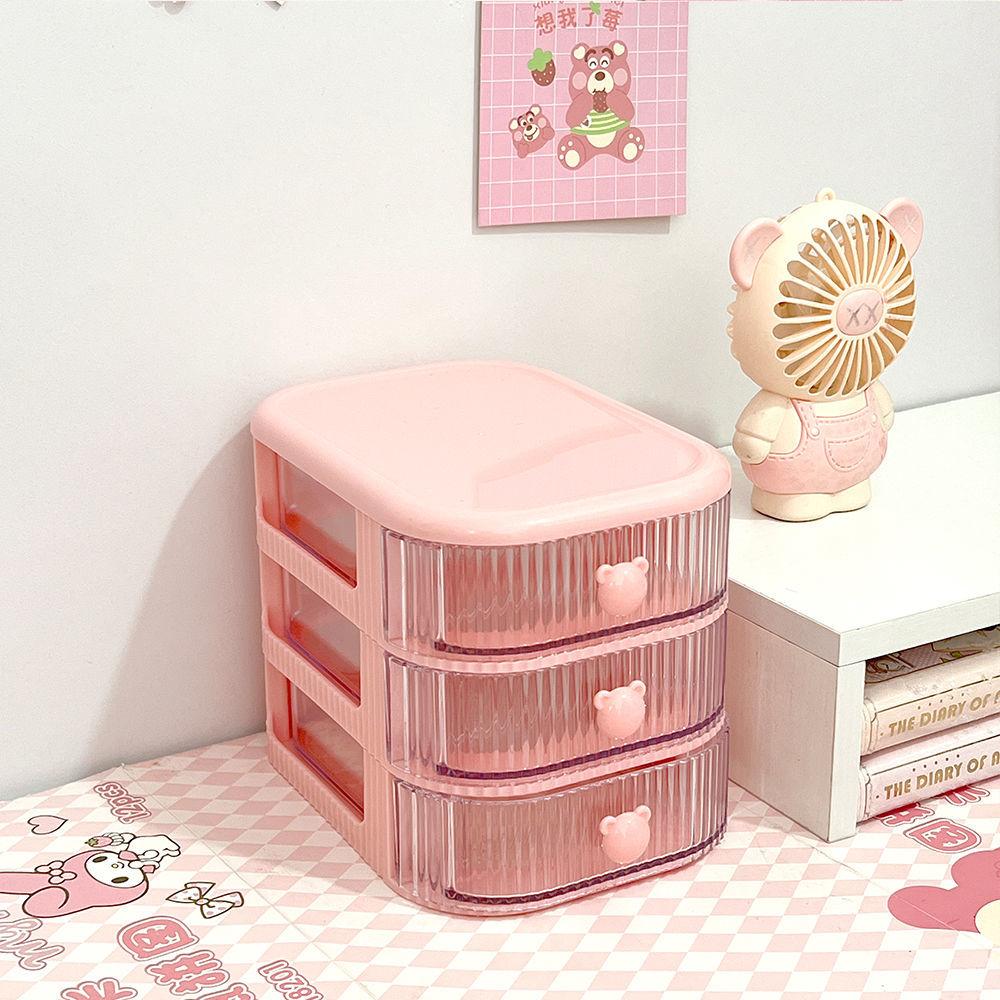 Desktop Multi-layer Drawer Storage Box Organizer Desktop Stationery Box Pen Holder Cute Children's Hair Accessories Storage Rack