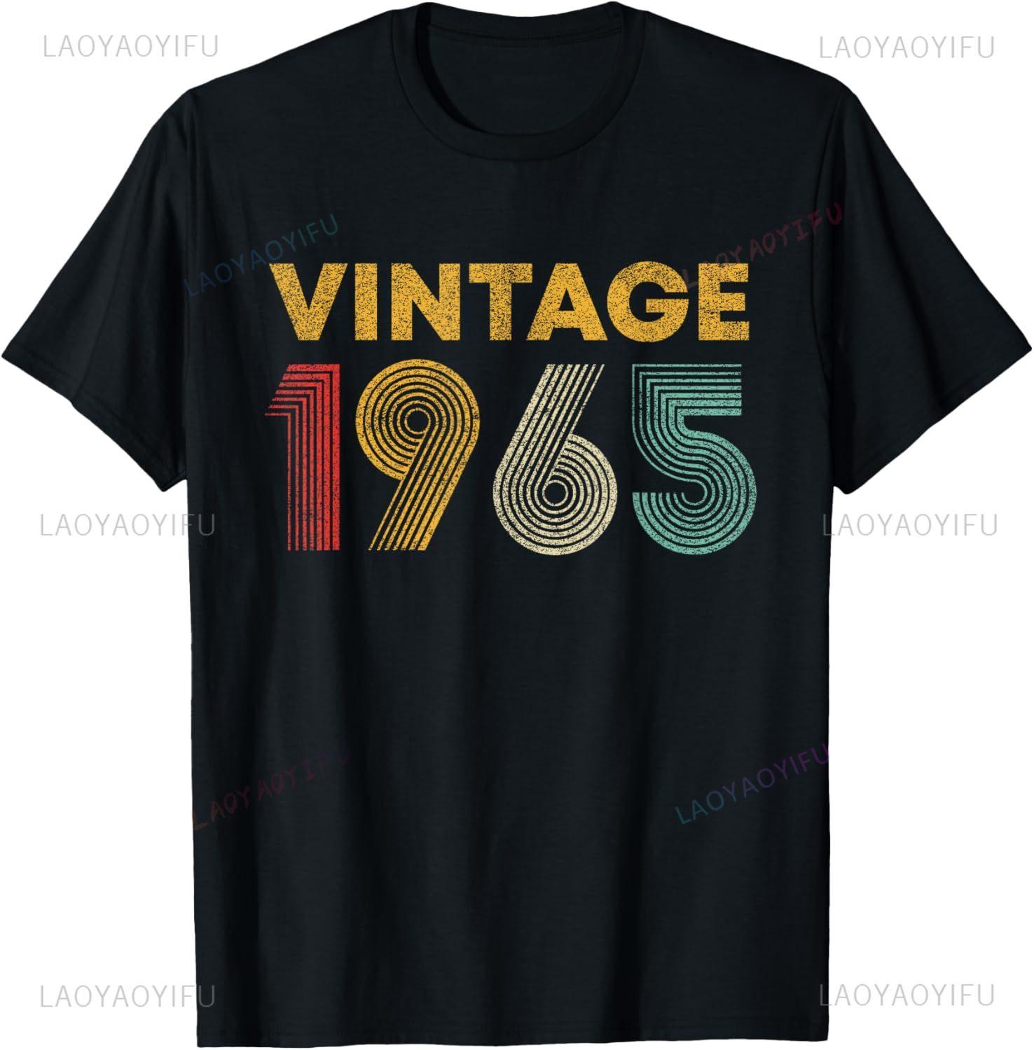 

Vintage 1965 Funny 60th Birthday Gifts 60 Years Old Retro T-Shirt Casual Mens Clothing Graphic T Shirts Camisas Streetwear 4XL