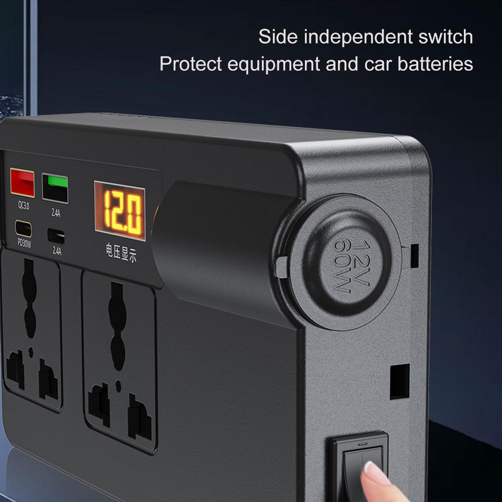 12V/24V To AC-220V Car Power Inverters DC To AC-Power Inverters Over-Heating Protection Auto Voltage Converter Charger