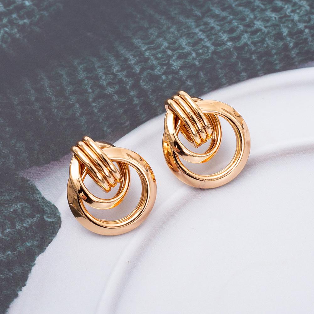 

Geometric Twisted Metal Tube Women s Stud Earrings
