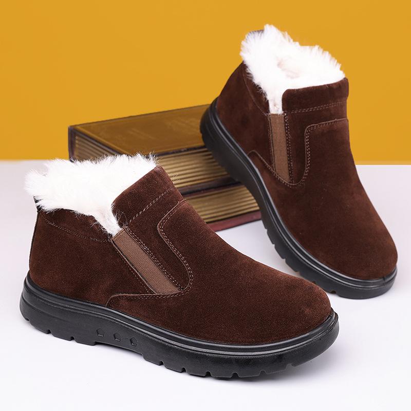 Men's Winter Boots: Fleece-Lined, Non-Slip, Wear-Resistant Slip-Ons for Outdoor Use and Cold Protection