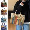 Vintage Women Printed Tote Bag 2D Printed Patterns Lightweight Travel Handbag Large Capacity Canvas Shoulder Bag Lady Girl