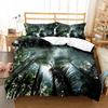 Tema Giungla Verde Copripiumino Matrimoniale King Queen Set Biancheria da Letto Alberi della Foresta Coperta Trapuntata Paesaggio Naturale Copripiumino in Poliestere