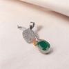 Green onyx Gemstone 925 Stamped Silver Handcrafted Leaf Shape Pendant For Women PP-55-17