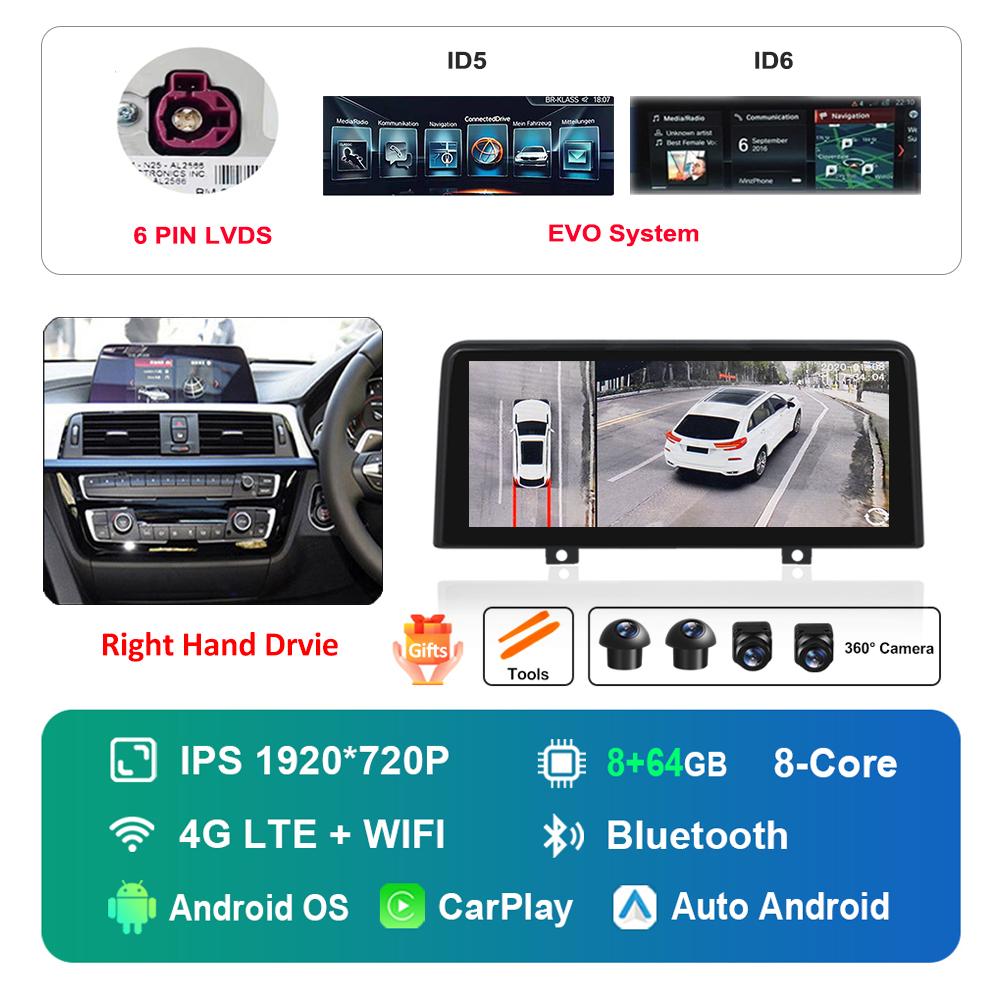 12.3 Inch Right Hand Drvie for BMW 3 4 Series F30 F31 F32 F33 F34 F36 NBT EVO System Android Car Radio Multimedia Player 4G WiFi