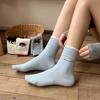Pure Cotton Women's Autumn and Winter Gentle Color-blocking Cartoon Pile Socks, Cute Style, Versatile AB Style Mid-calf Socks