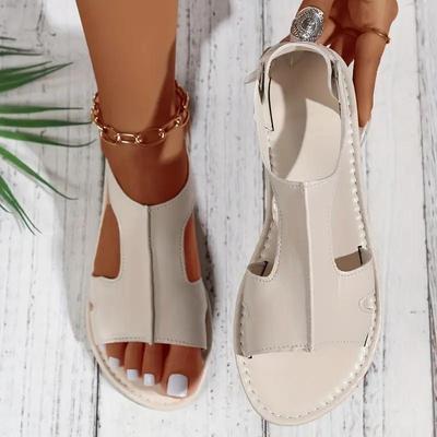 Sandalias elegantes de color liso para mujer, ligeras, planas, con correa elástica, zapatos de vacaciones de verano