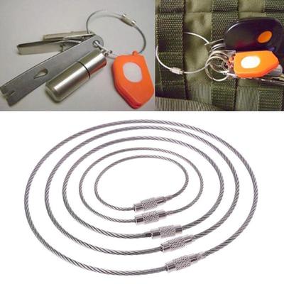10 piezas de mosquetón con cable, llavero con cable para senderismo al aire libre, llavero de alambre de acero inoxidable