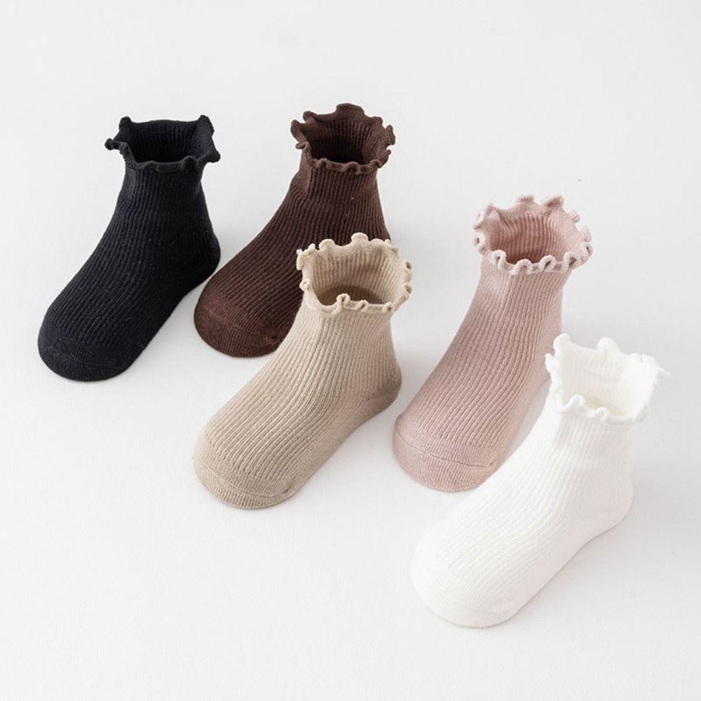 6Pairs Ruffle Baby Cotton Socks Breathable Toddle Sweet Socks Kids Short Tube Socks  Newborn