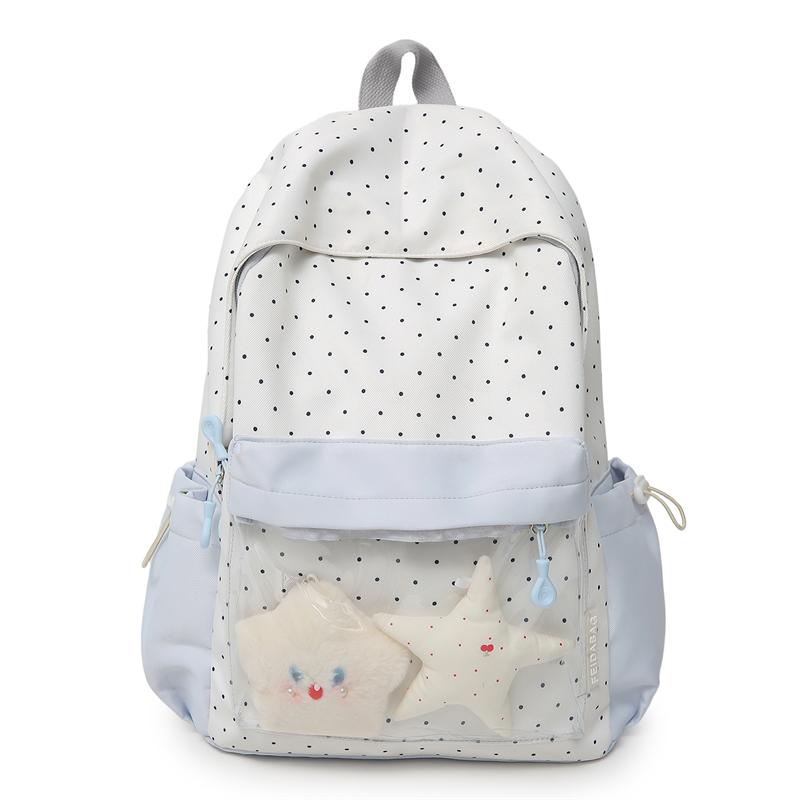 Contrast Dot Printed Student Schoolbag Large Capacity Backpack синий