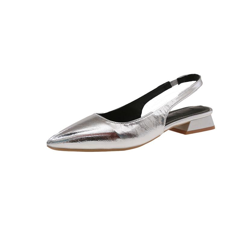 Fashion Luxury Elegant Fashion Patent Leather Pointed Toe Women Pumps Elegant Low Heels Sandals Casual Dress Street Style Shoes