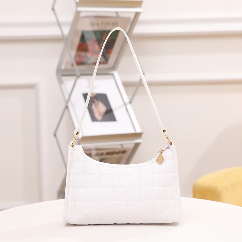 Women's Diamond Lattice Baguette Bag One-shoulder Crossbody Underarm Bag
