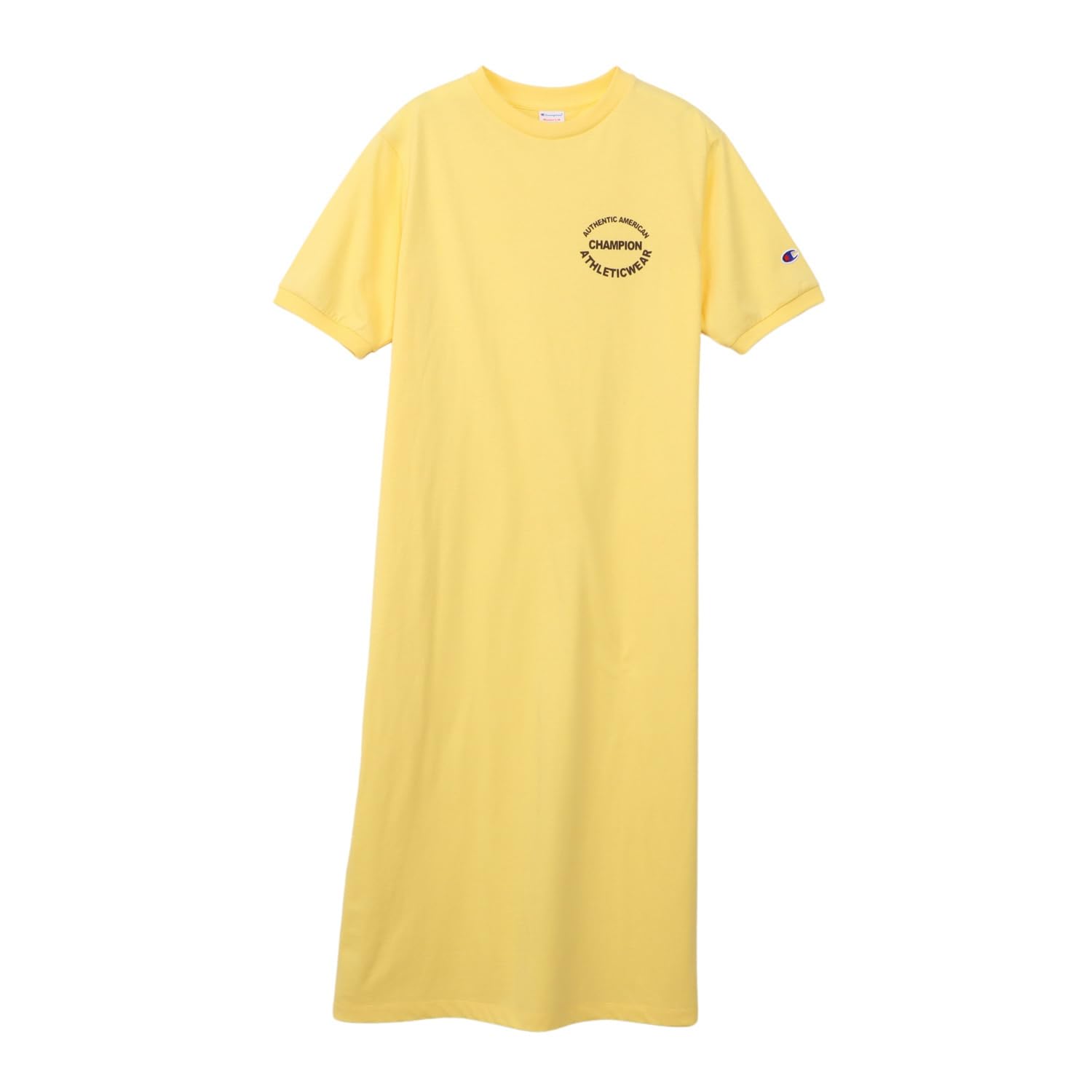 

Champion Повседневная футболка с коротким рукавом и круглым вырезом, хлопок США, резиновый принт, стирка изделия, полосатое платье палевого цвета, размер L, женское (CW-B315) Желтый,