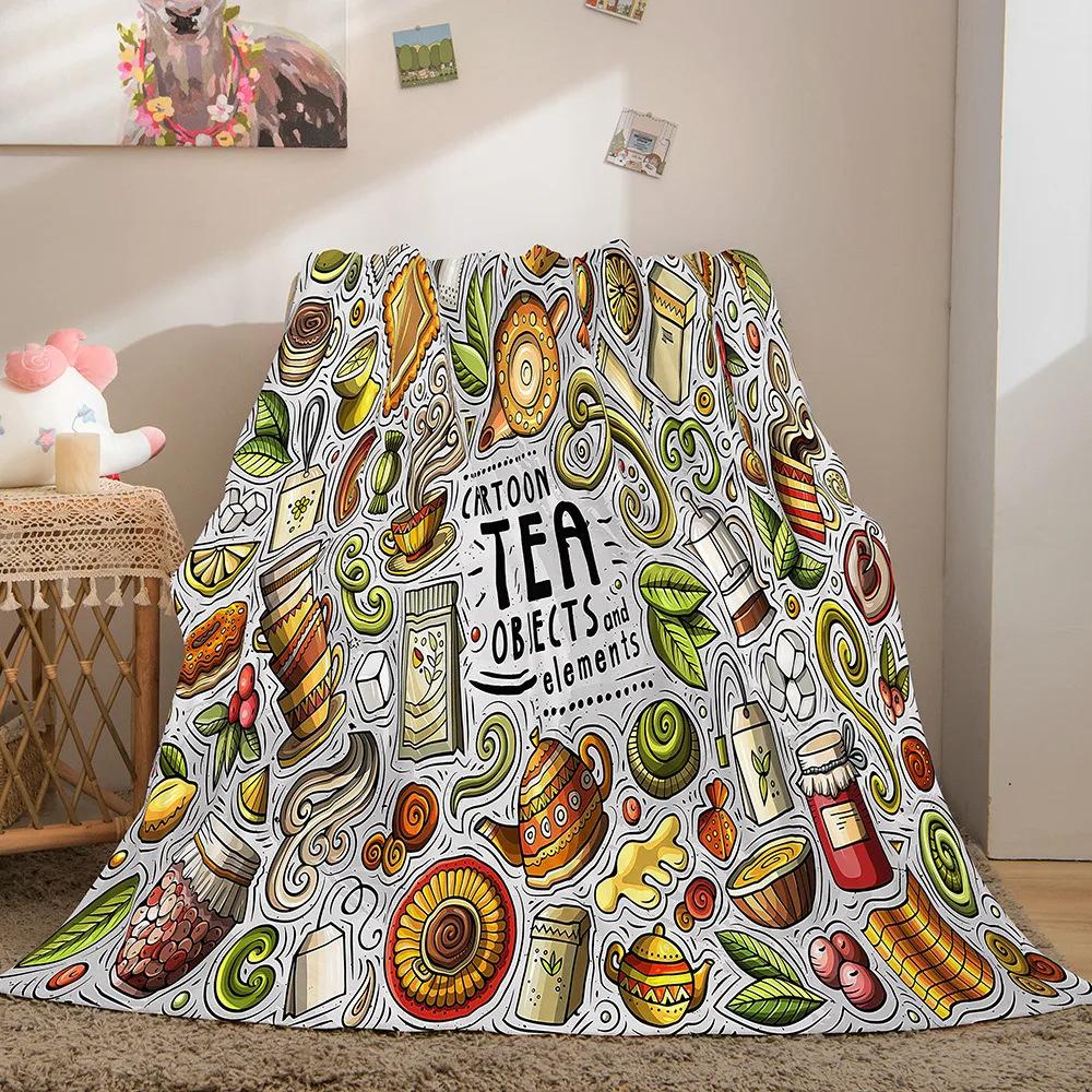 Cartoon-shaped food burger Printed Blanket for Sofa Travel Camping Living Room Office Conditioning Blanket for All Seasons Gifts