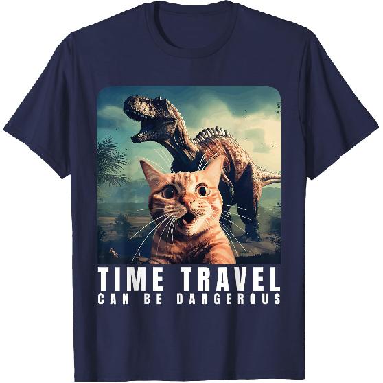 Crazy Cat Selfie Run, Time Travel Can Be Dangerous, Cat Love T-Shirt