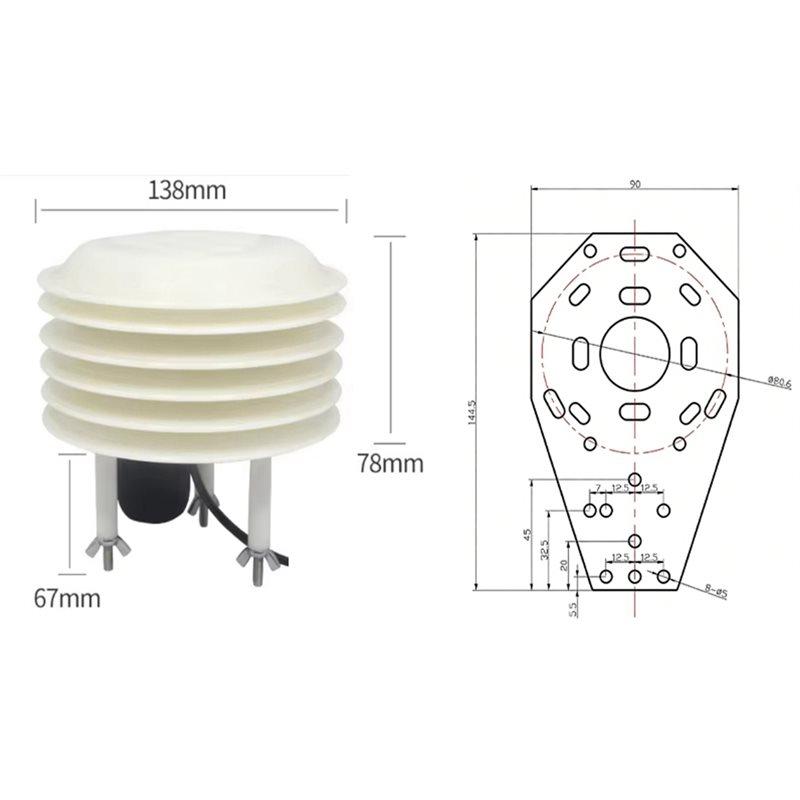ABBP-PM2.5 PM10 Noise Humidity Temperature Sensor Outdoor Monitoring System With Rs485 Output Interface