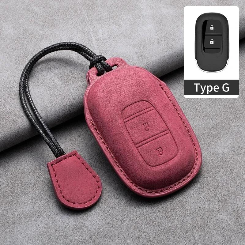 Coque de Boîtier de Clé de Voiture à 4 Boutons Pour Honda Hr-V Cr-V Crv Civic Accord Coque de Clé de Voiture en Cuir Porte-clés pink