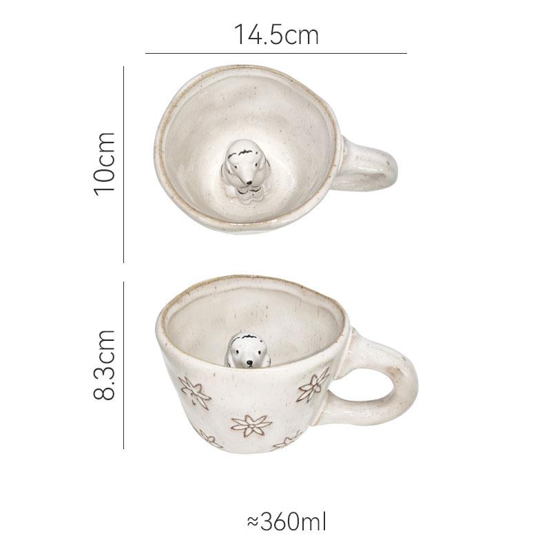 360ml Cups Ceramic Funny Cartoon Animal Tea Milk Cups Cute Handmade 3D Snail Daisy Dog Cat Coffee Mugs Creative Unique Gifts