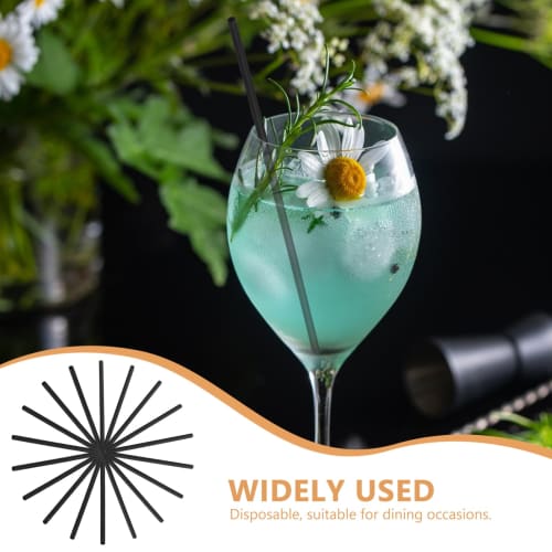 NIYANGLE 1000-Pack Disposable Straws, Black, 100% Diameter, for Coffee