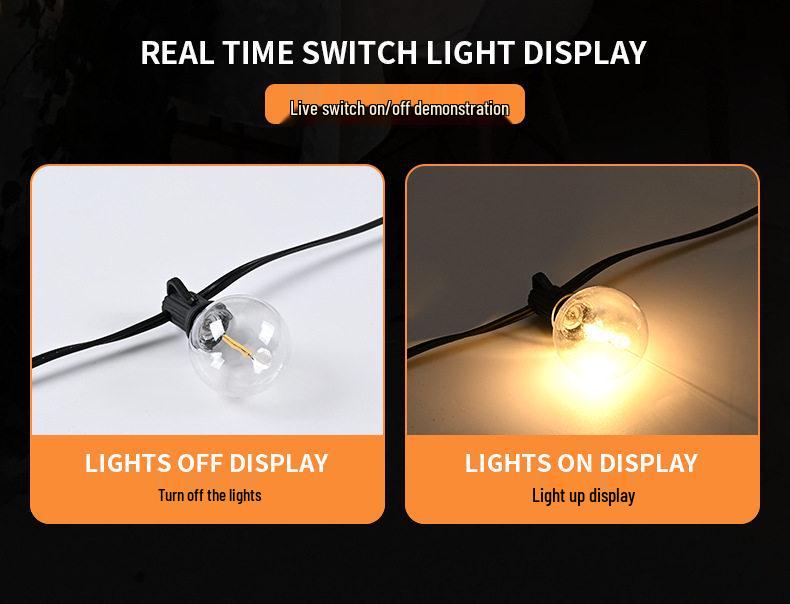 Waterproof G40 Solar Garden String Lights for Outdoor Decoration and Camping