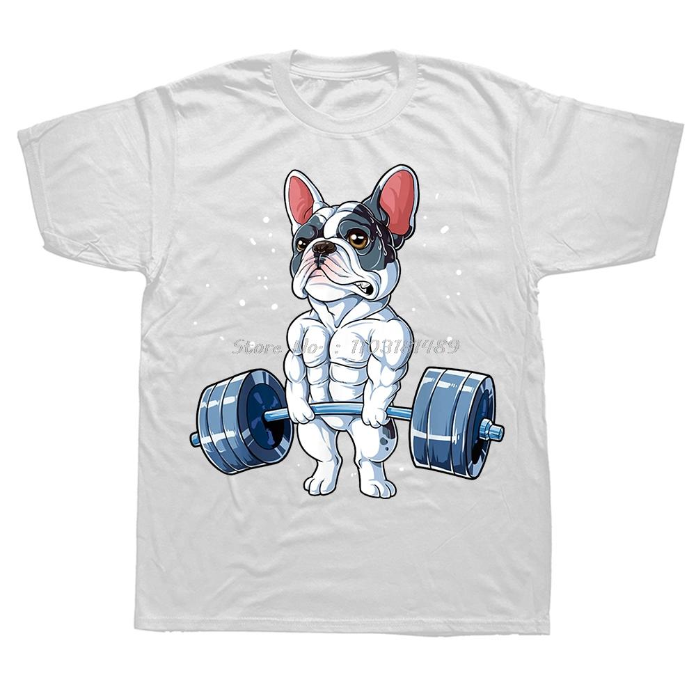 French Bulldog Weightlifting Funny Deadlift Gym T Shirts Graphic Cotton Streetwear Short Sleeve Birthday Gifts Dabbing TShirt