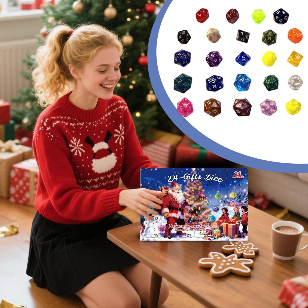 Christmas Countdown Toy Party Game Supplies 24 Days Role Playing Dice Set Countdown Calendar For Women Boys Girls Youth Teens