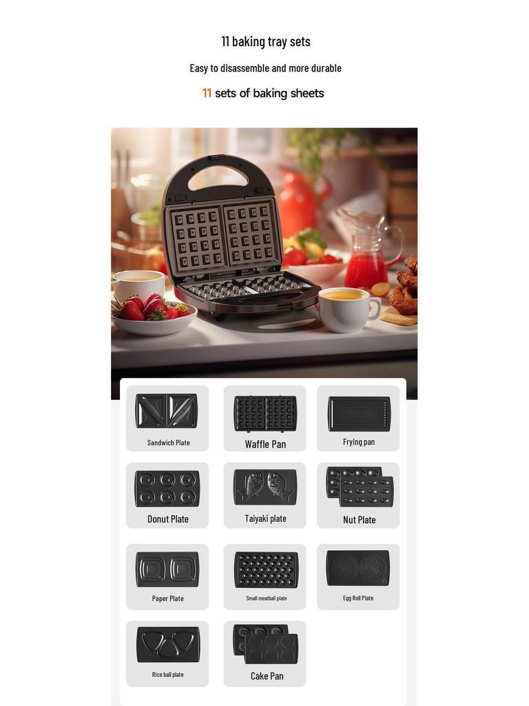 3-in-1 Breakfast Machine: Sandwich, Waffle, and Donut Maker Toaster