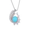 Electroplated Silver Zircon Necklace Light Luxury Paraiba Necklace Simulation Emerald Pendant