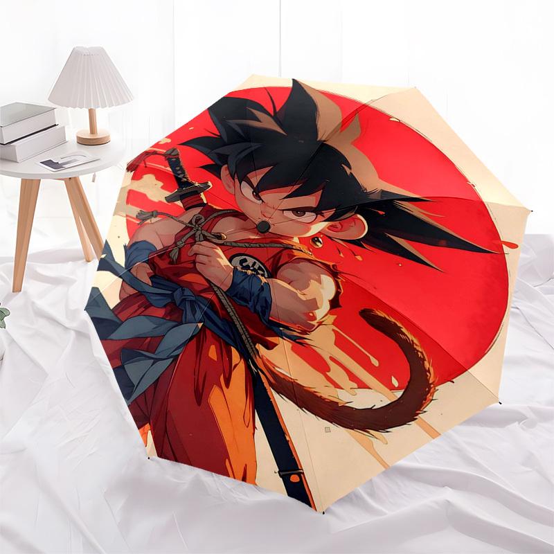 

1pc Dragon Ball Z Goku Automatic Opening Folding Umbrella 3 Fold Design, 8 Bone Iron Frame Outdoor Umbrella Perfect Gift for Fans, Travelers, Everyday