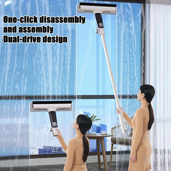 Yousheng Fensterabzieher mit doppelten Abziehlippen, verlängerter Stiel, Seitensprühfunktion, verlängerter Stiel Fensterreiniger, Glaswerkzeug
