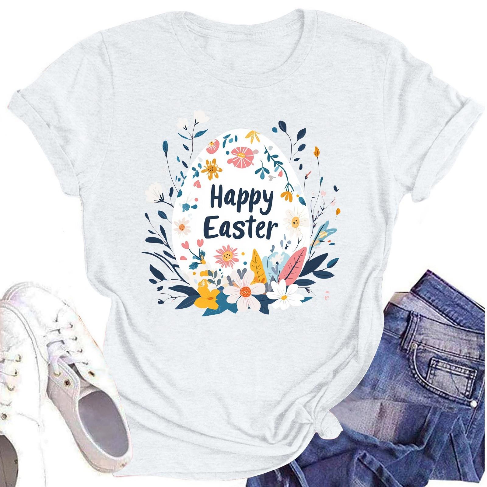 

Жіноча повсякденна повсякденна футболка з круглим вирізом і короткими рукавами з принтом XL білий