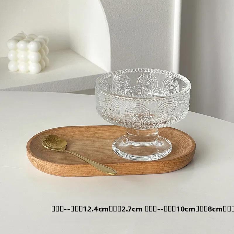 High Foot Glass Bowl Ice Cr Dert Cup for Home Use Ele Design for Yogurt Pudding Ice Cr Milkake Mousse