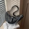 Hot Girl Style Fashi PU Compact Half Mo Shoulder Bags 2026 New Tiger Stripes Chains Sense of Luxury Crossbody Bags for Women