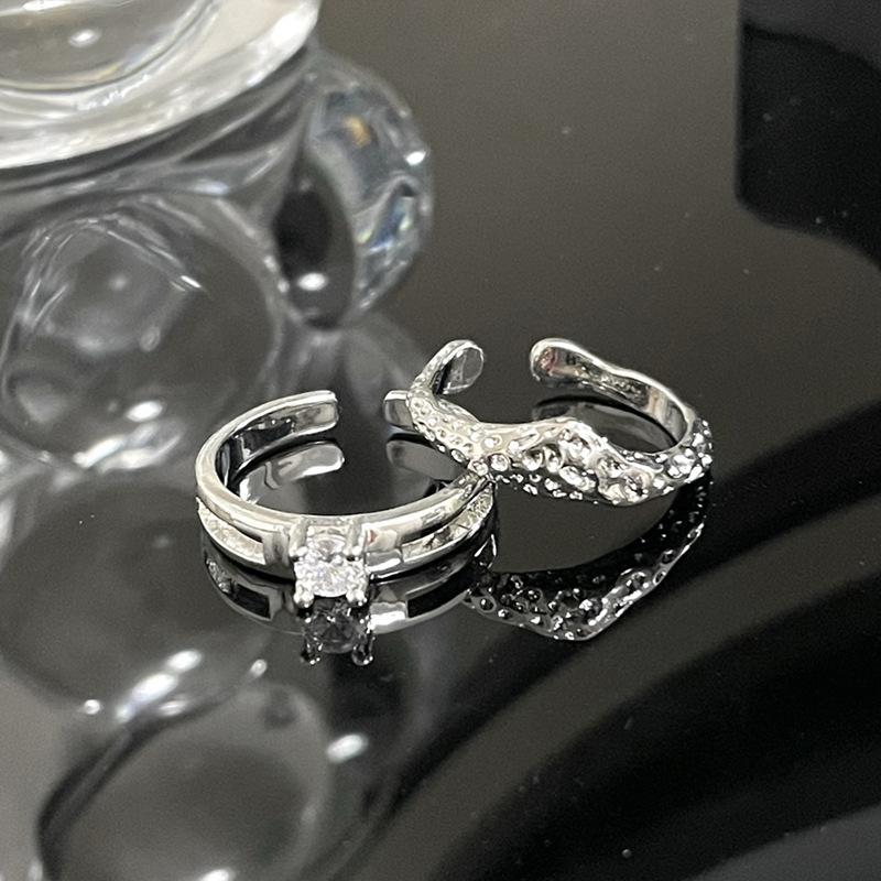 Niche Minimalist Design Cold Wind French High-End Zir*****Pen Ring Female Index Finger Ring