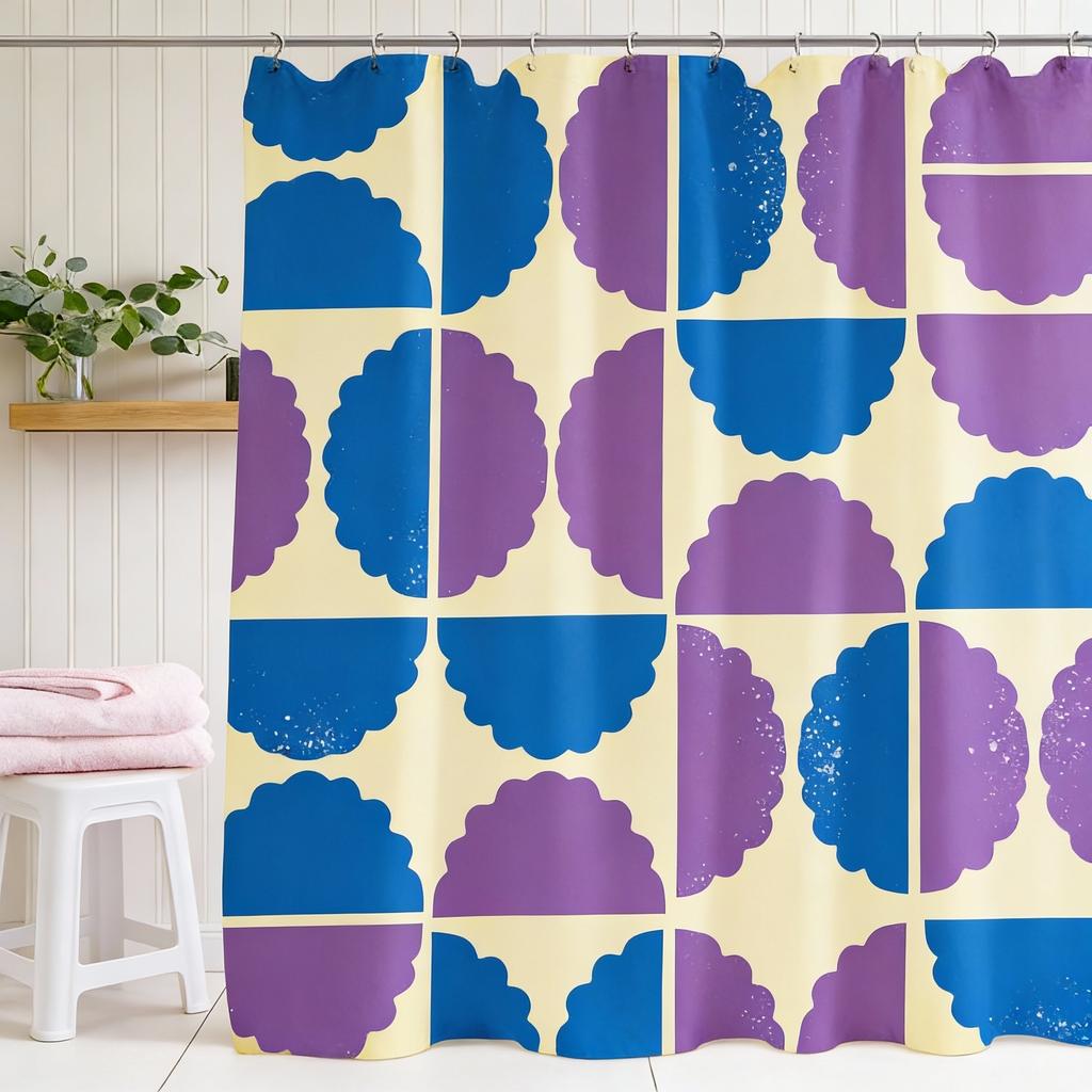 Orange Medieval Shower Curtain Bathroom Decorative Modern Abstract Geometric Art Shower Curtain, Waterproof 180X180CM