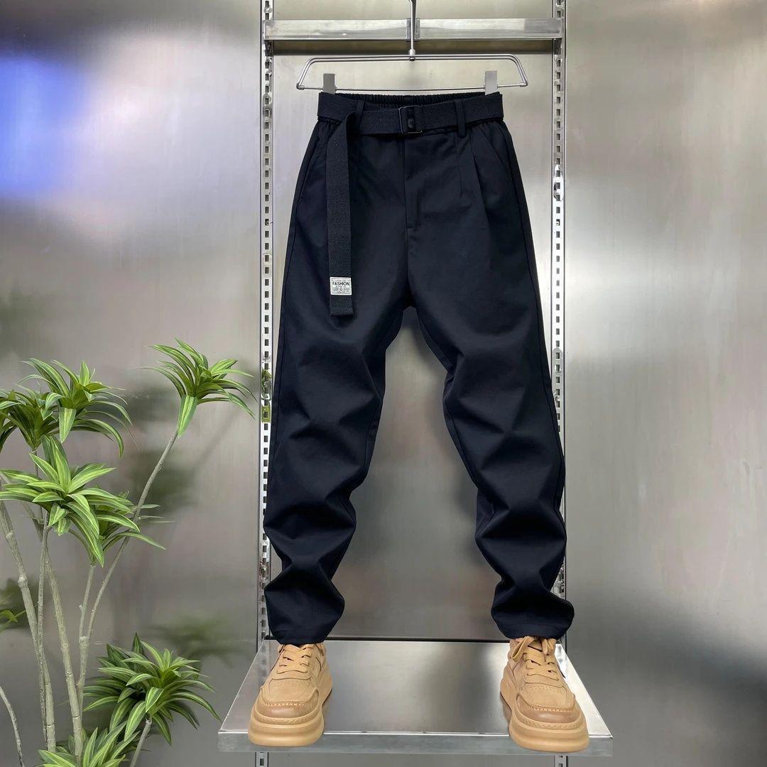 

Мужские повседневные черные брюки карго в корейском стиле - Свободные, Прямые, Дышащие, Модные 29 (95-115 lbs) чёрный